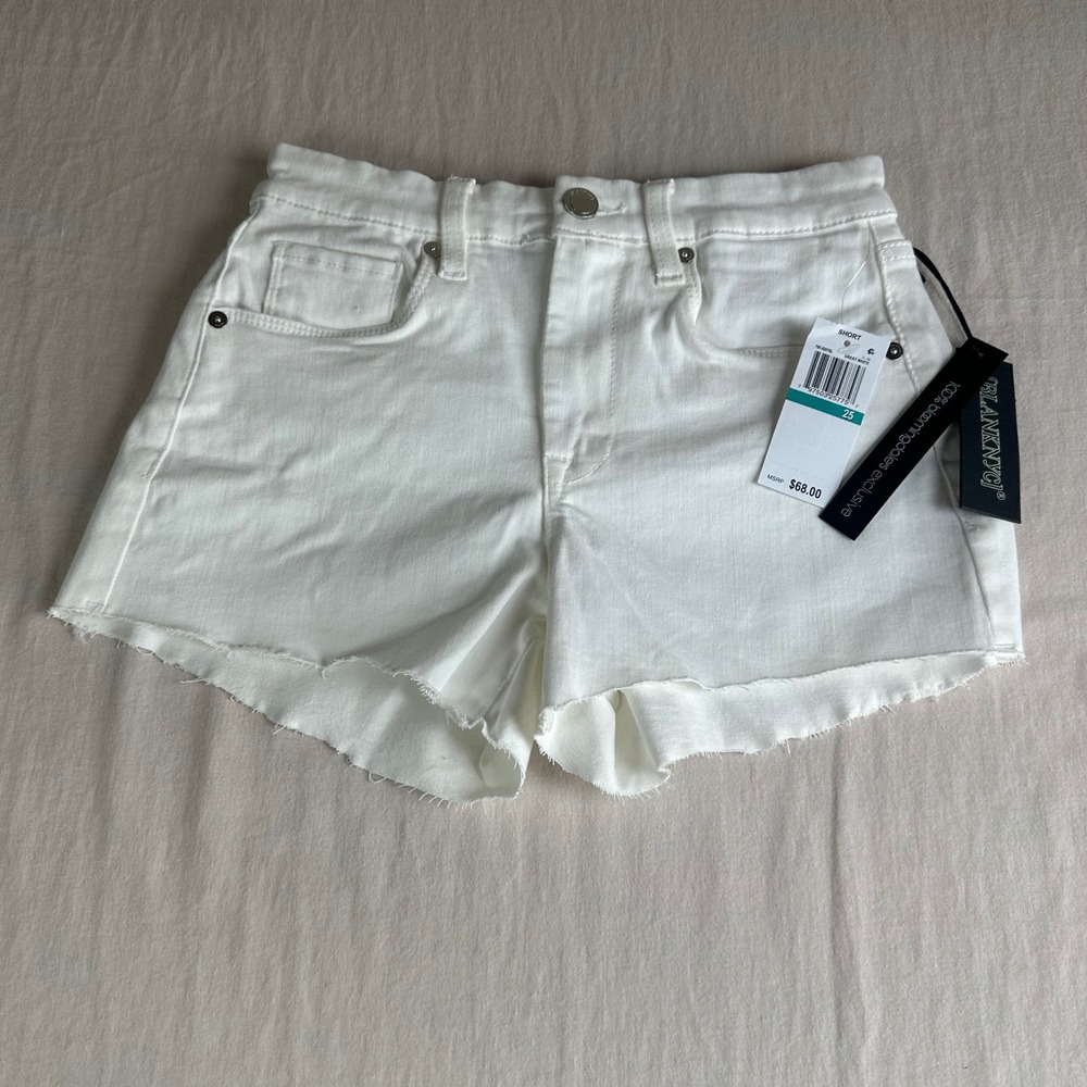 BlankNYC Vintage High Rise Denim Shorts White Raw Hem Bloomingdales Exclusive 25